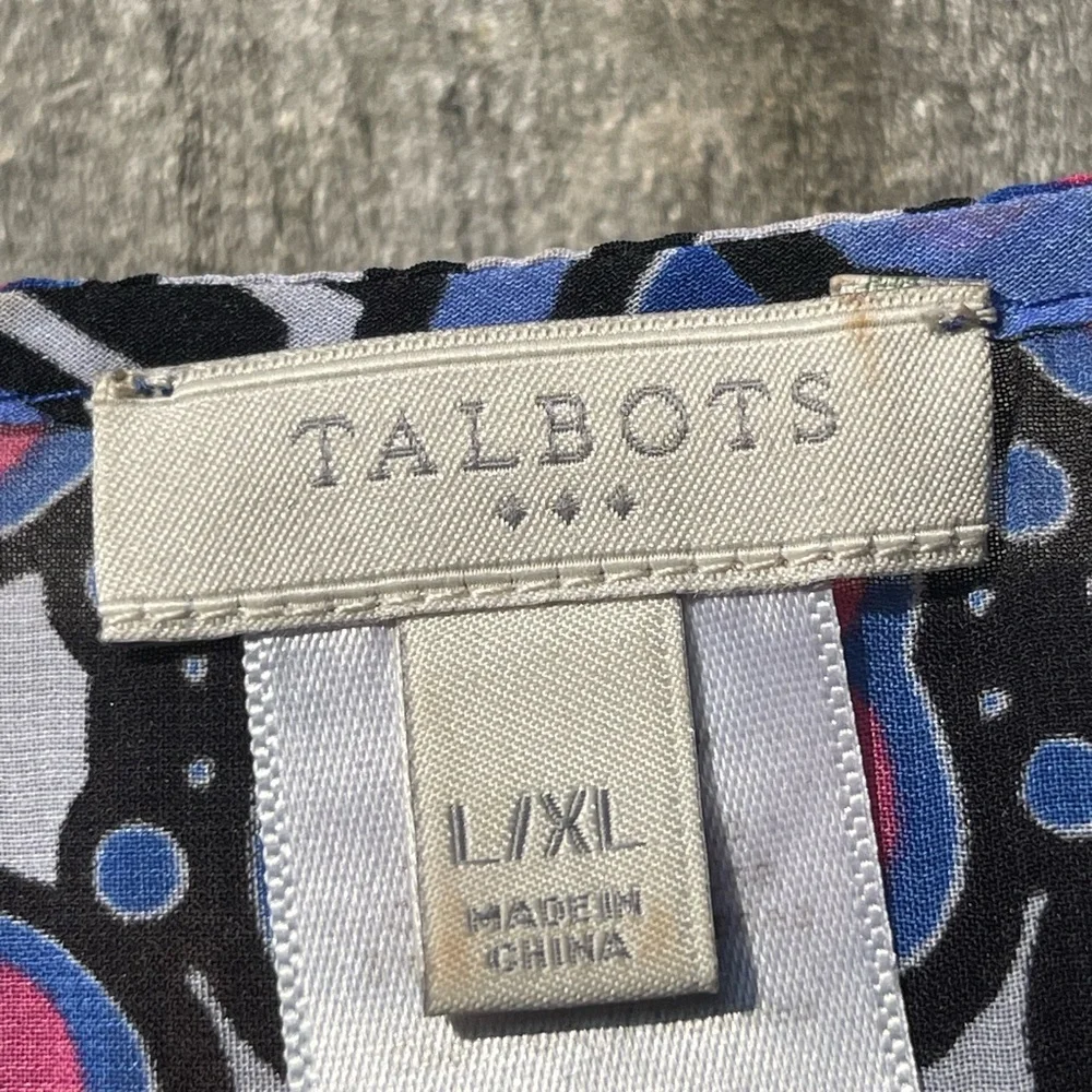 Talbots Black and Blue Patterned Women's overlay Top size L/XL - Picture 7 of 8